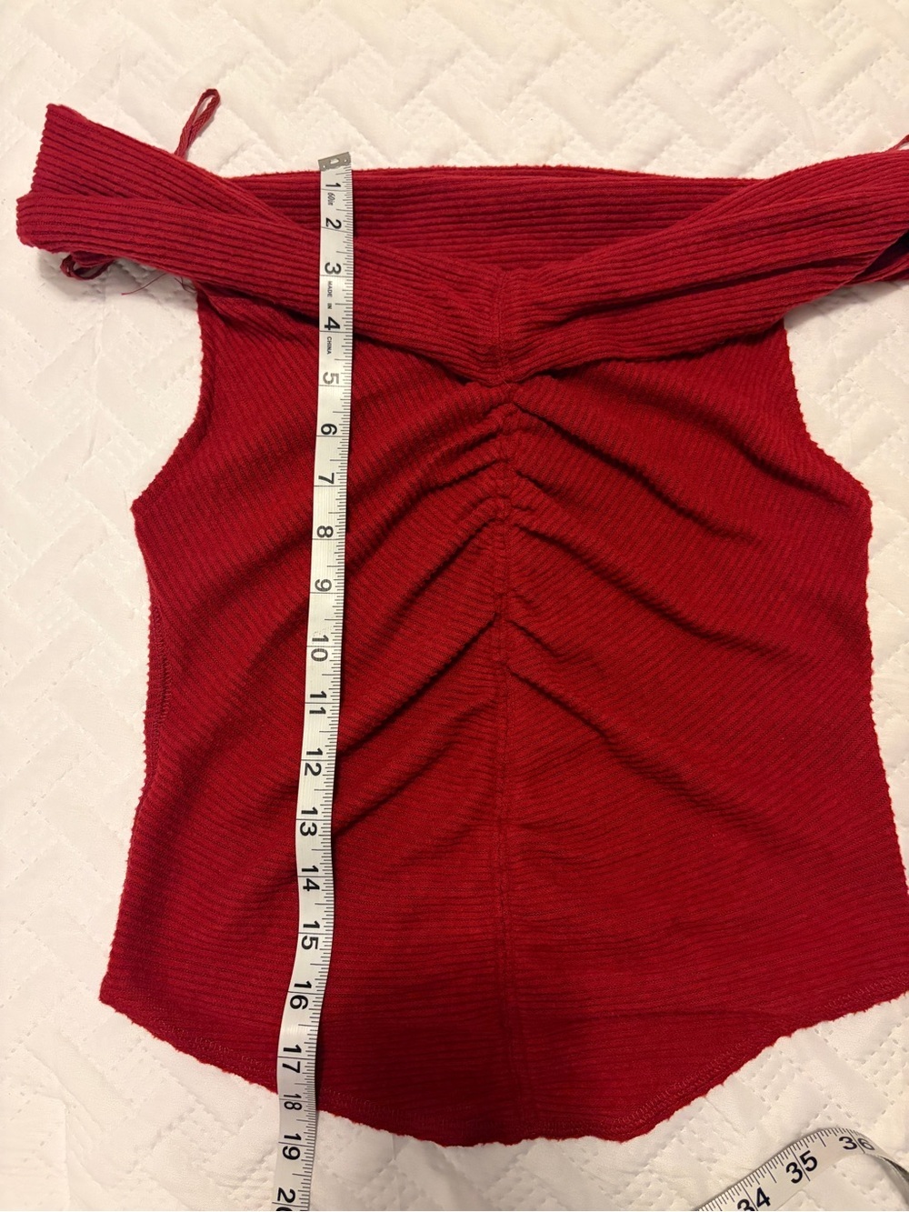 Free People | Red Ruched Ribbed Knit Off-Shoulder Top NWT - Picture 6 of 8